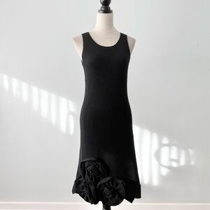 🖤 EtCetera Black Knit Sweater Dress 🌹 Rosette Hem Fully Lined S